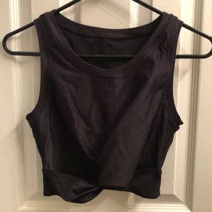 Aerie Offline black crop shine top. Knot twist in front! NWT size M